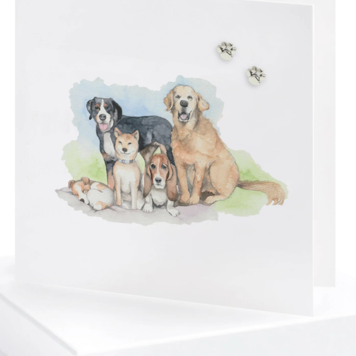 Boxed Dogs Silver Earring Card