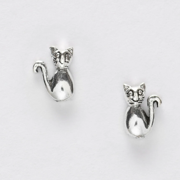 Boxed Cats Silver Earring Card