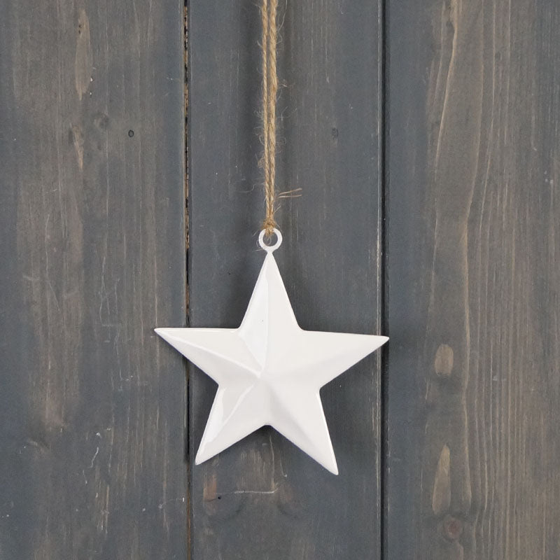 White Enamel Hanging Star (12cm)