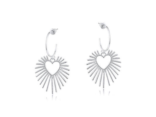 SELENA SUNBURST HOOP EARRINGS: SILVER