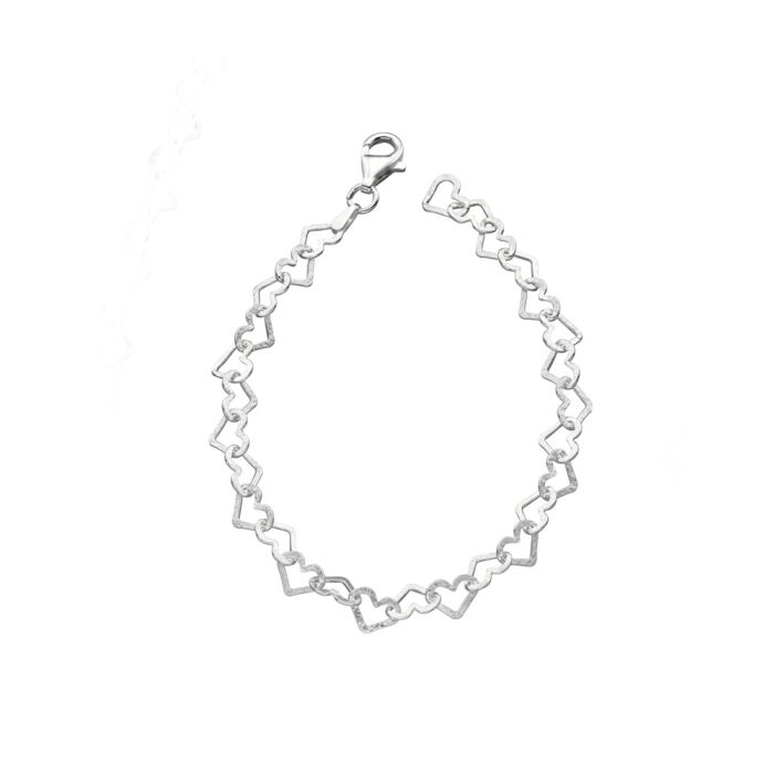 Gecko - Sterling Silver Heart Cut Bracelet