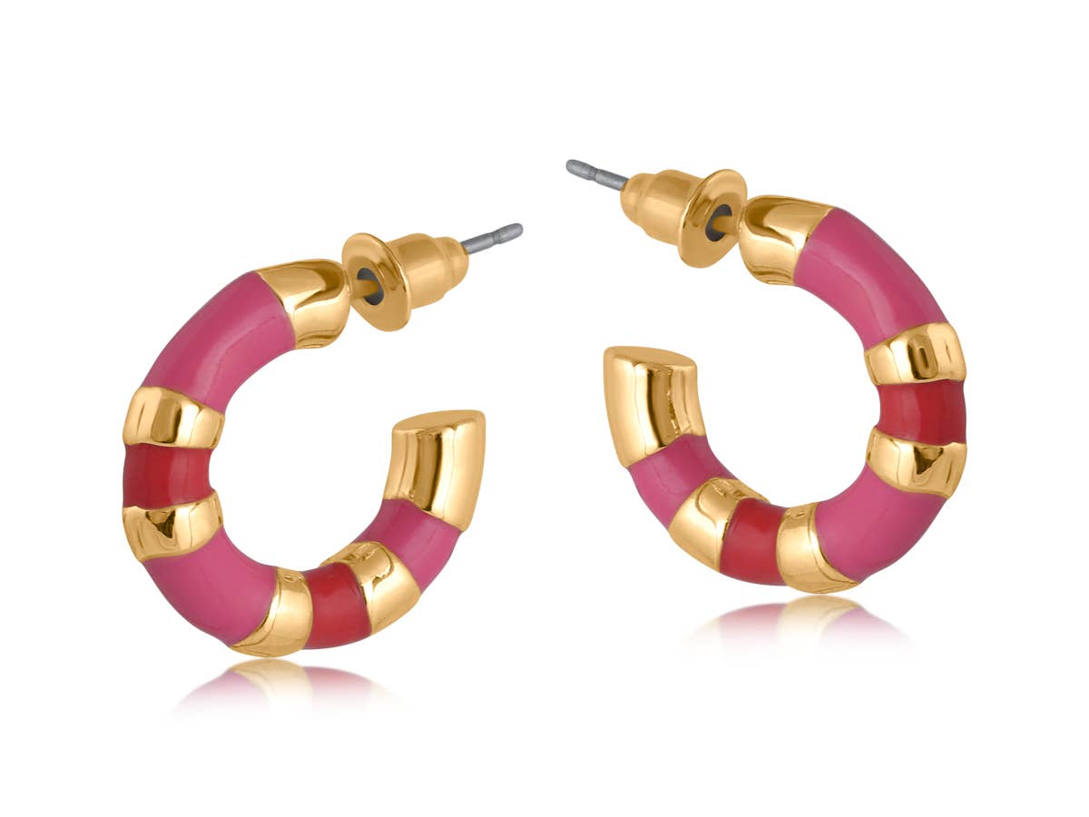 MALINA MULTI TONED ENAMELLED EARRINGS: PINK