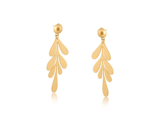 SELENA LEAF STATEMENT DROP EARRINGS: GOLD