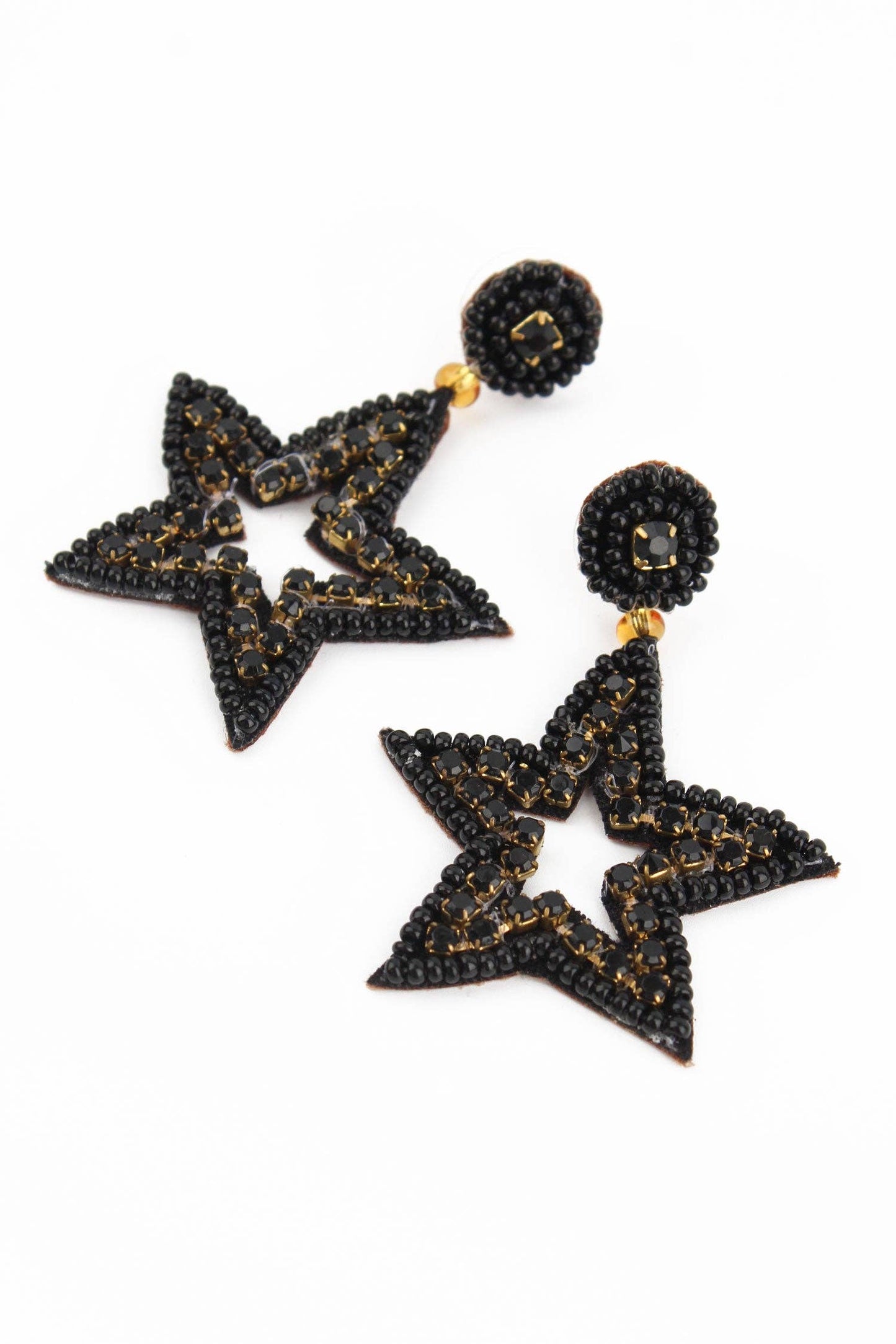 BLACK BEADED STAR DROPS