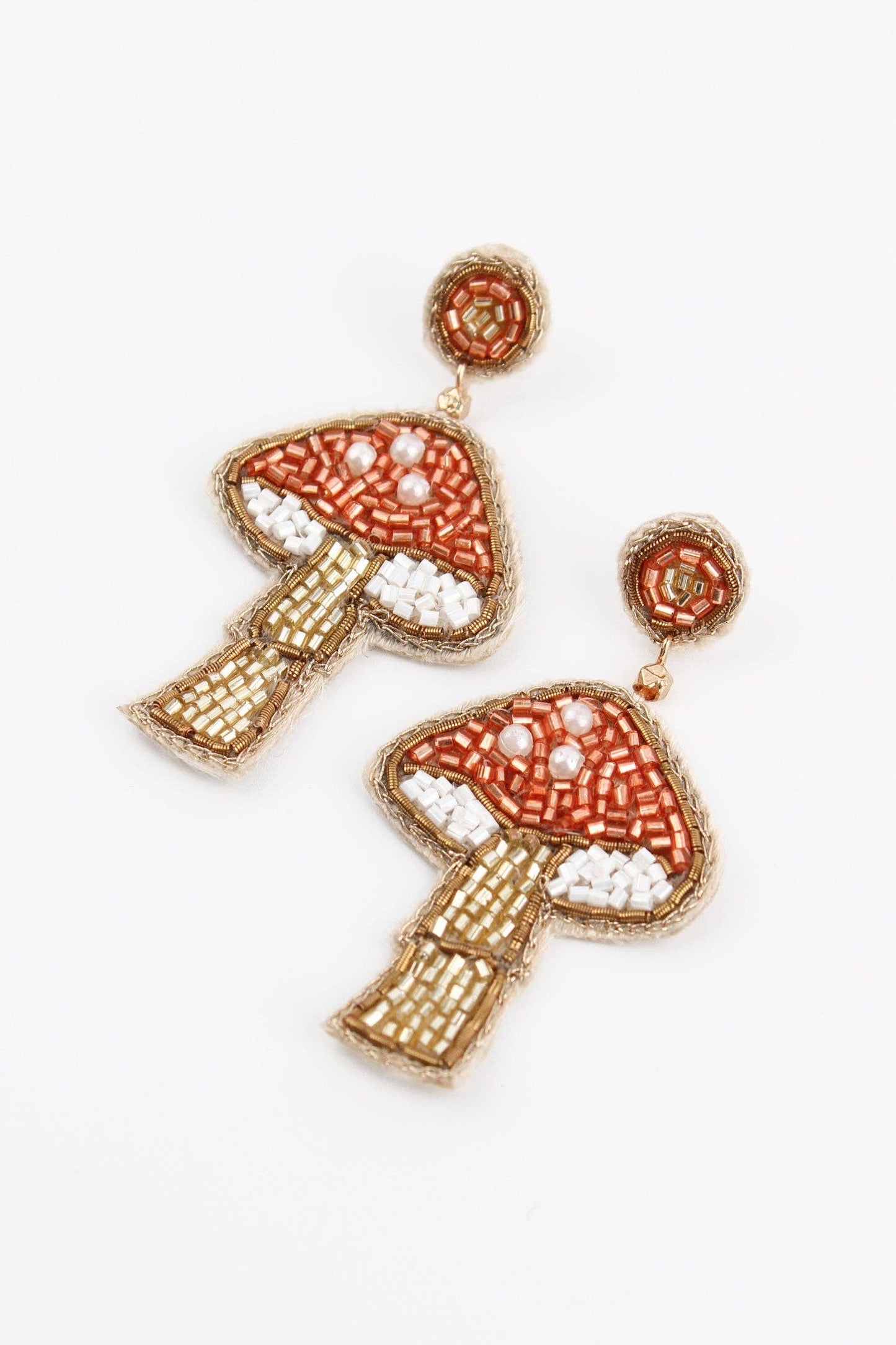 COPPER MUSHROOM BEADED EARRINGS