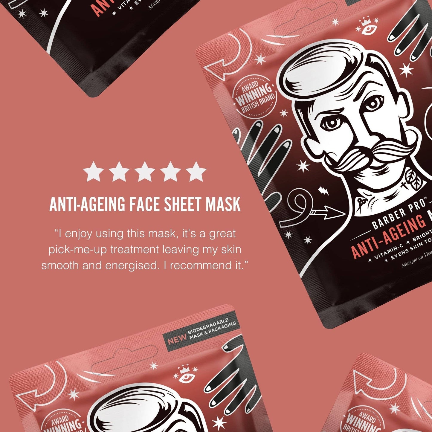 BARBER PRO ANTI-AGEING Face Sheet Mask - 100% Biodegradable