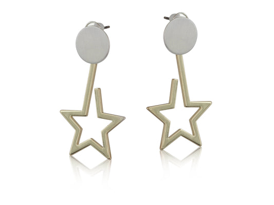 Ivy Two Tone Star Earrings: SILVER