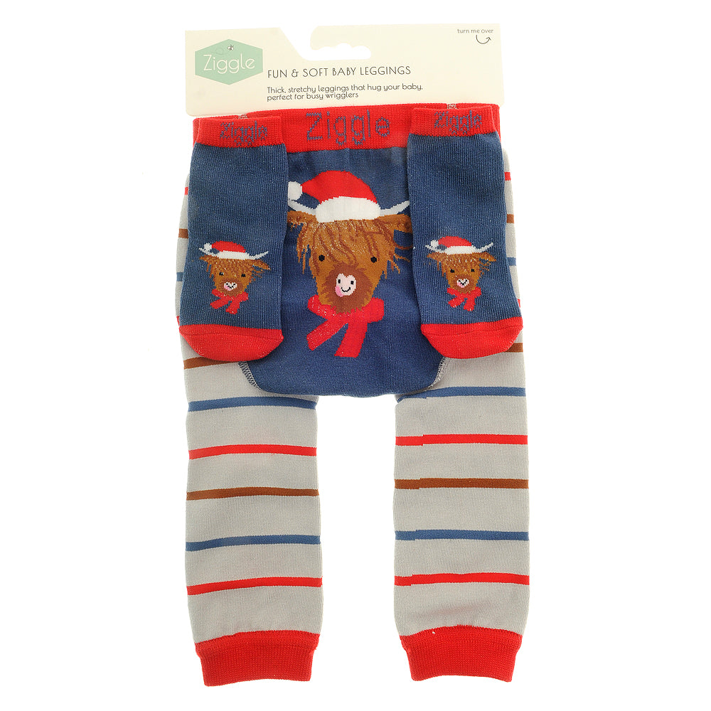 Ziggle Highland Cow Christmas Leggings and Socks