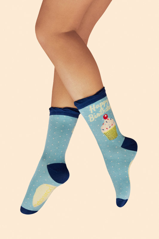 Powder Birthday Treat Ankle Socks - Denim