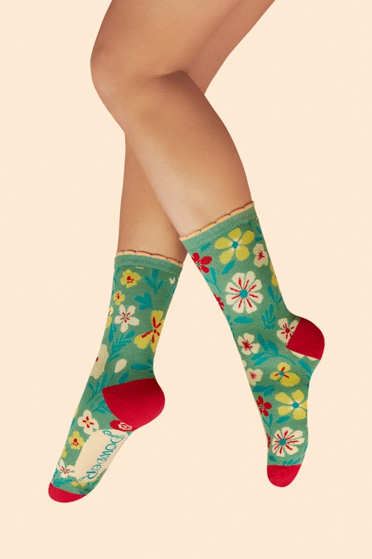 Powder Blooming Lovely Ladies Ankle Socks