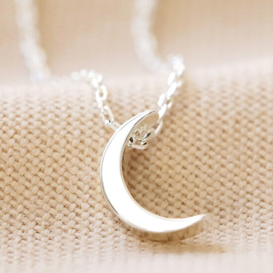 Lisa Angel Silver Crescent Moon Necklace