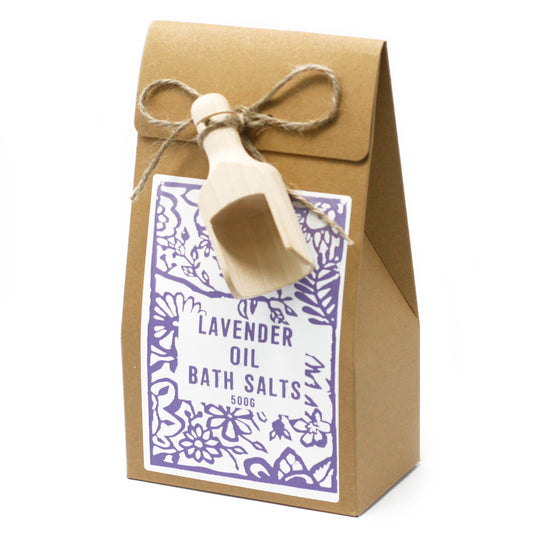 Bath Salt with wooden scoop - Lavender Oil