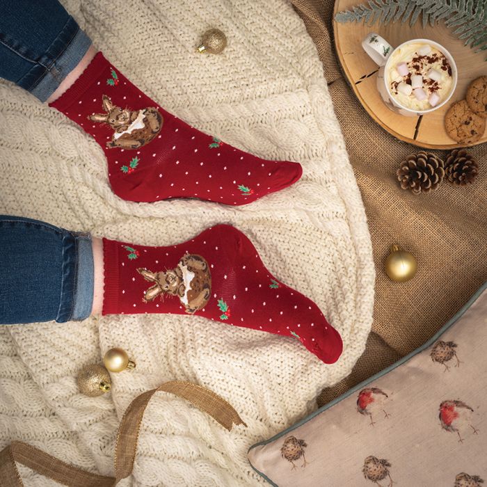 Wrendale - Christmas Rabbit women's Socks