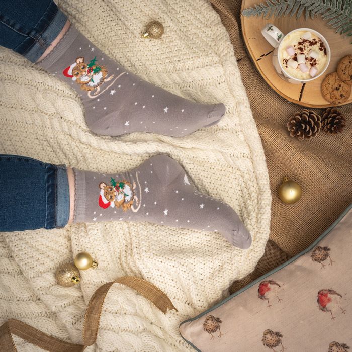 Wrendale - Christmas Mouse women's Socks