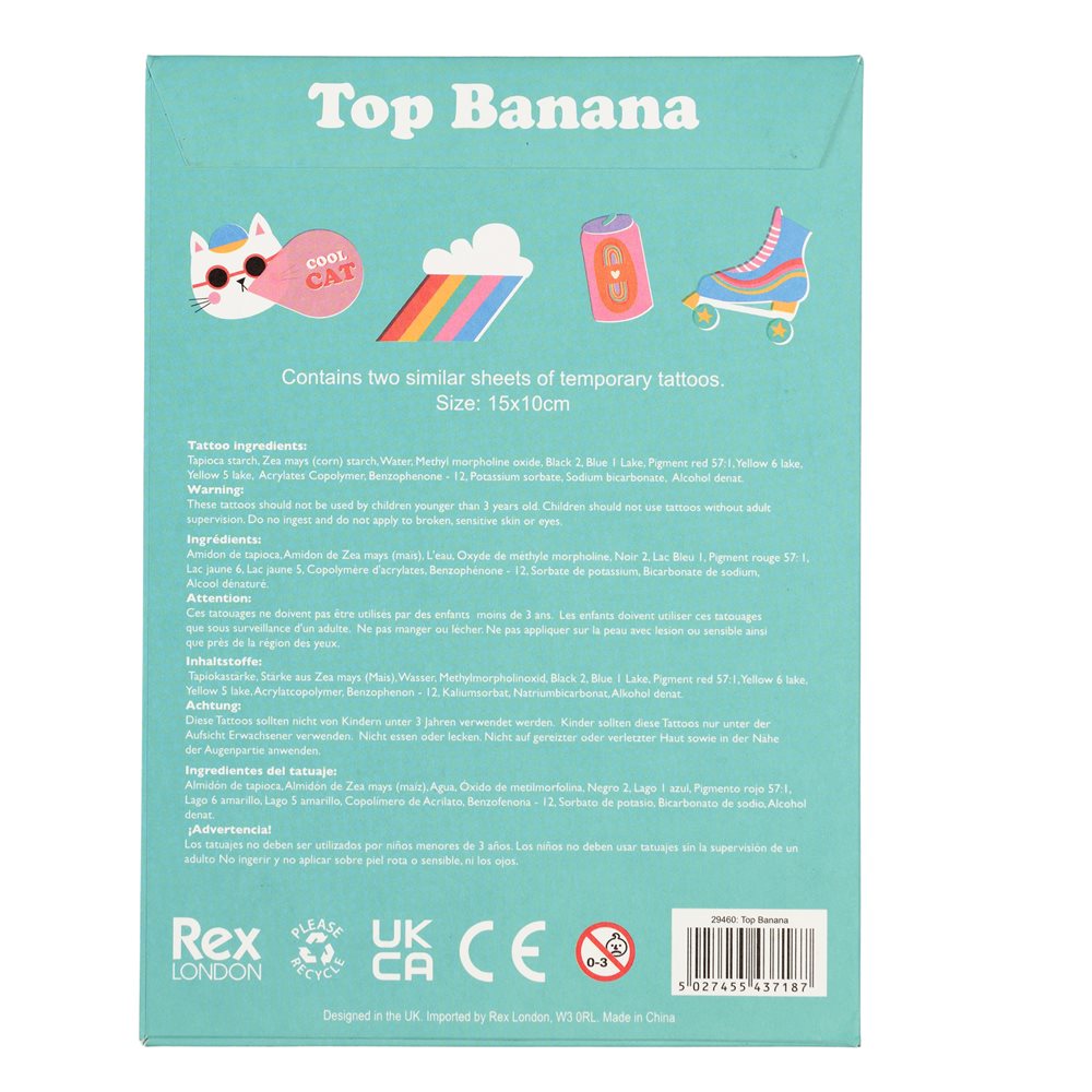 Rex - Top Banana Temporary Tattoos