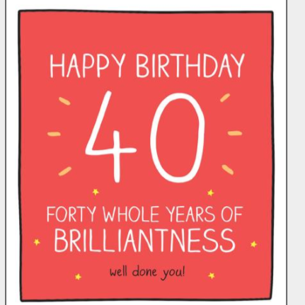 Pigment 40th Birthday card