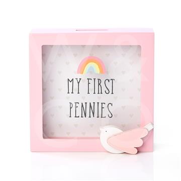 Widdop - Petit Cheri Money Box Pink Bird Design "My first pennies"