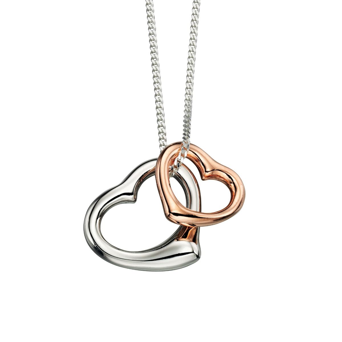 Beginnings - Double Heart Pendant with Rose gold